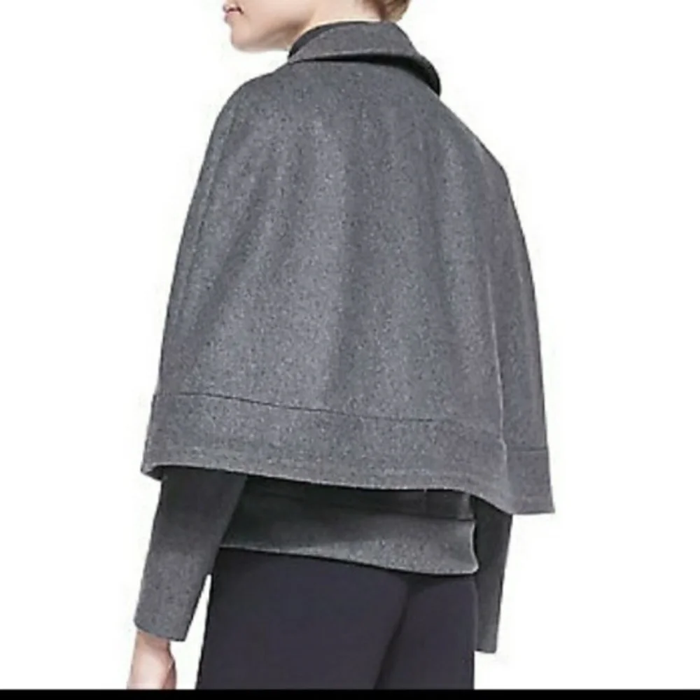 Tory Burch Jess Jacket in Grey Melange with Removable Cape Size 10